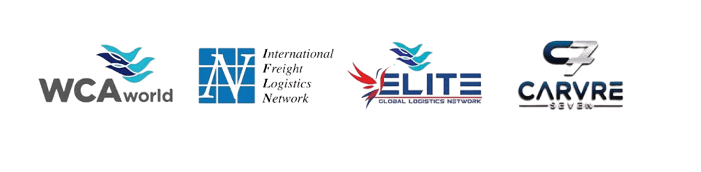 Logos of the global networks SIF Group belongs to: WCA World, IFLN, ELITE Global Logistics Network and Canvre 7
